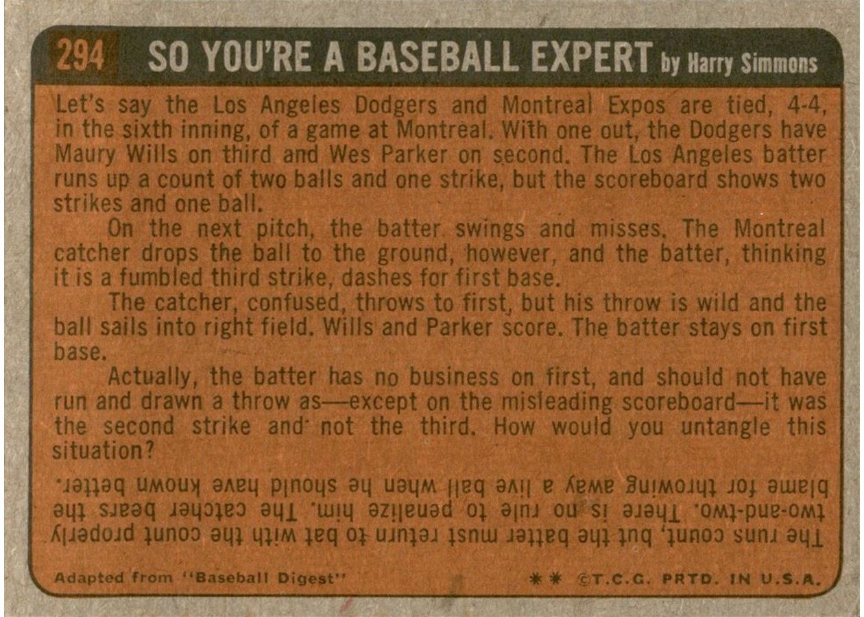 1972 Topps #294 Danny Frisella In Action card back