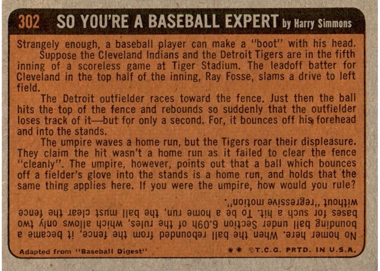1972 Topps #302 George Mitterwald In Action card back