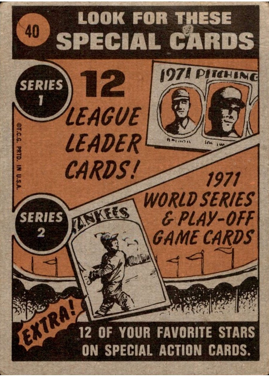 1972 Topps #40 Bob Barton In Action card back