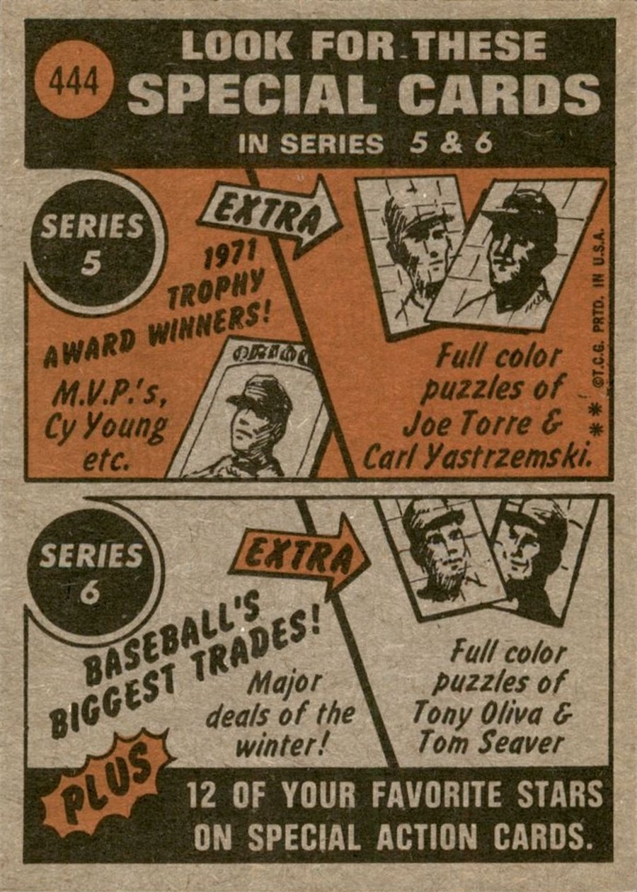 1972 Topps #444 Ken Henderson In Action card back