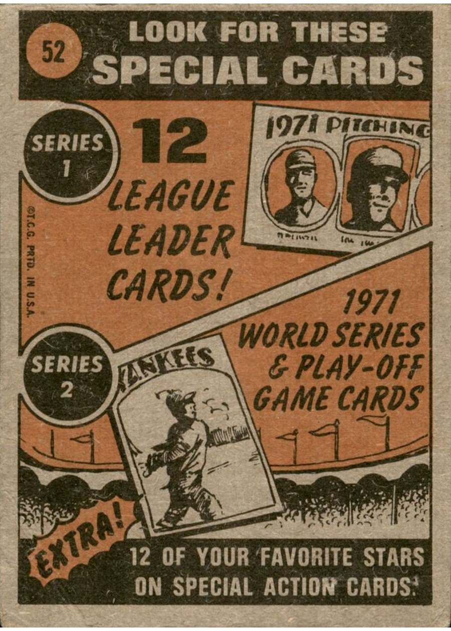 1972 Topps #52 Harmon Killebrew In Action card back