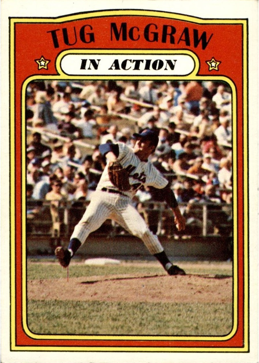 1972 Topps #164 Tug McGraw In Action, New York Mets