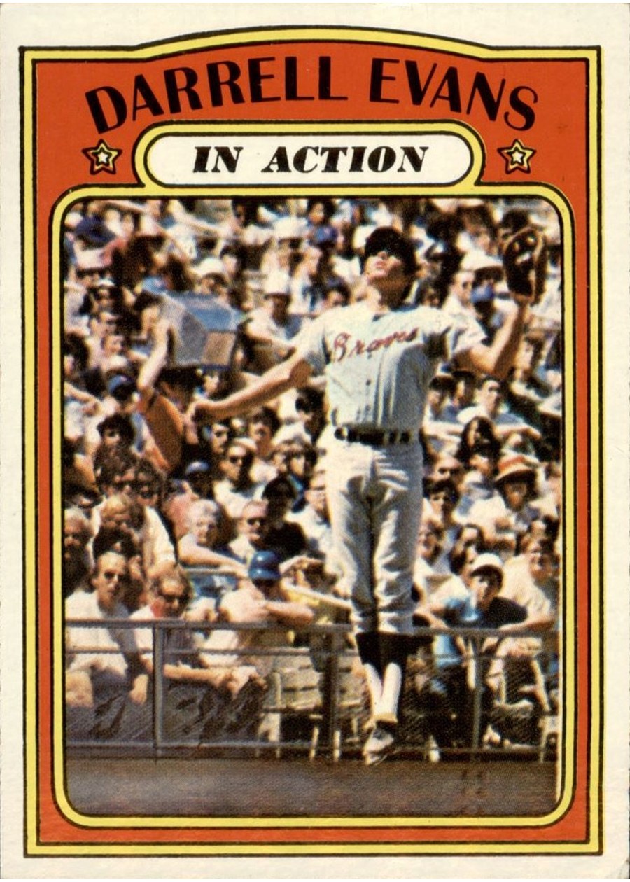1972 Topps #172 Darrell Evans In Action, Atlanta Braves