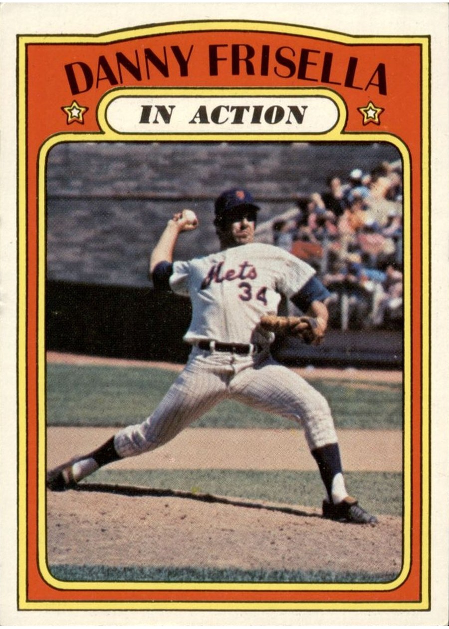 1972 Topps #294 Danny Frisella In Action, New York Mets