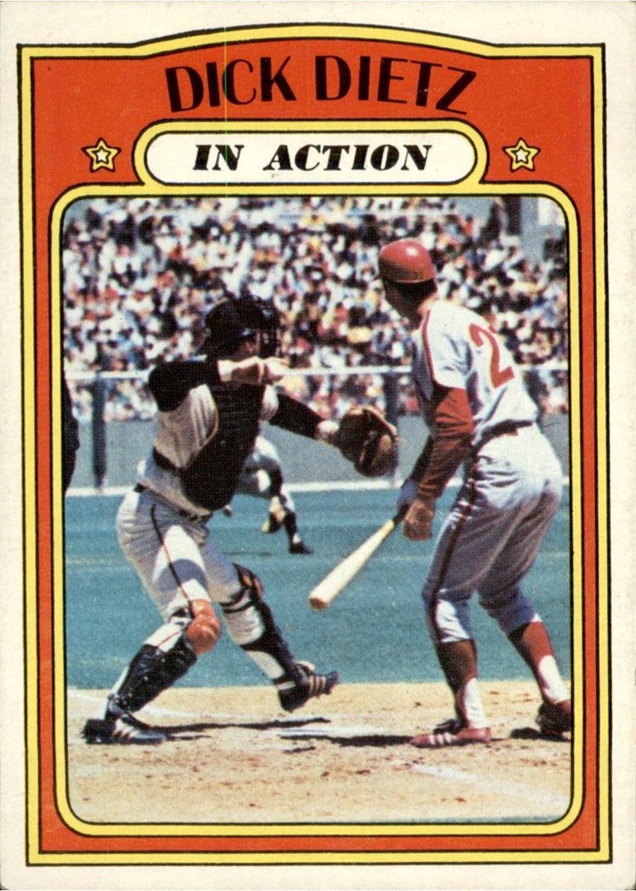 1972 Topps #296 Dick Dietz In Action, San Francisco Giants