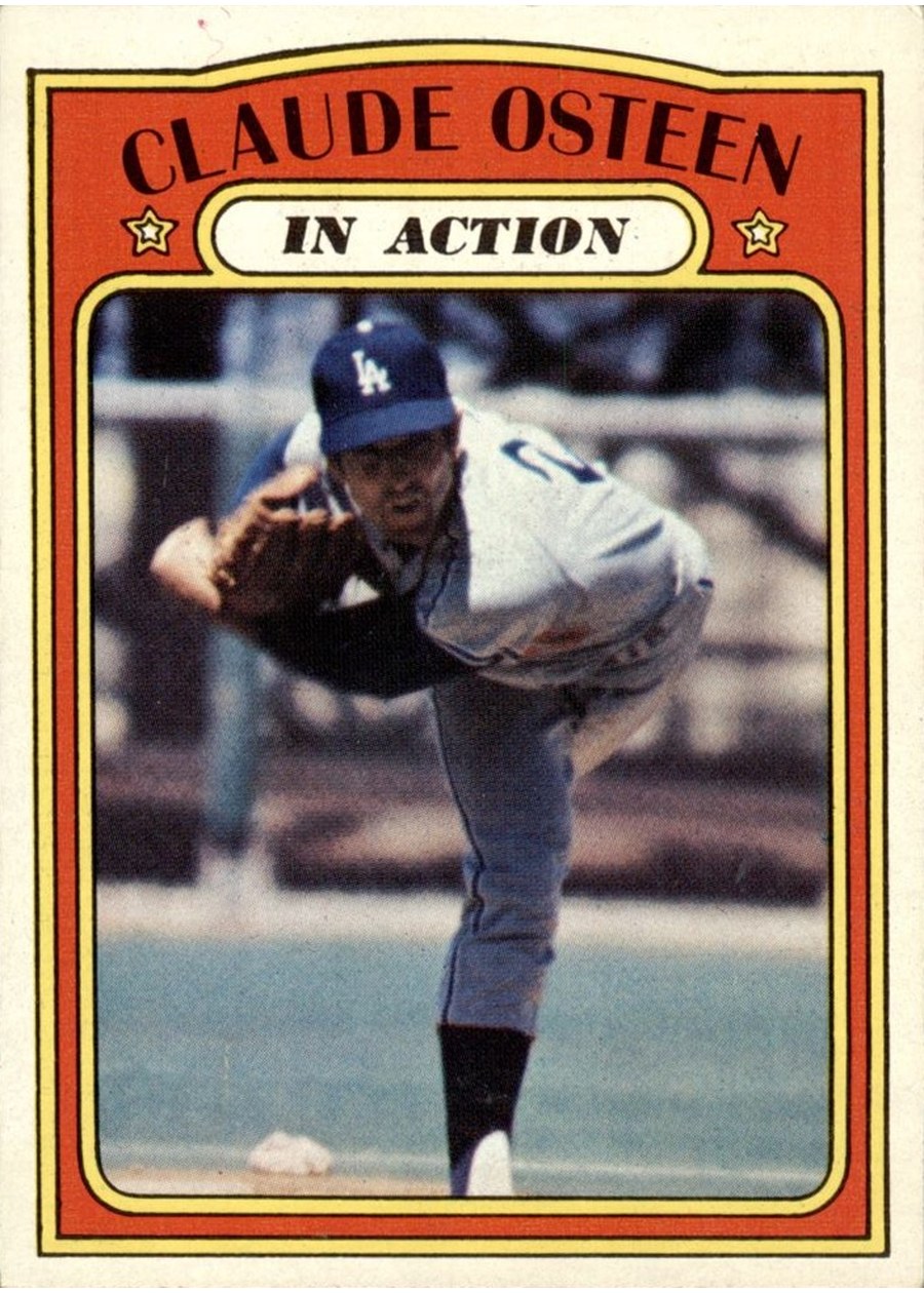1972 Topps #298 Claude Osteen In Action, Los Angeles Dodgers