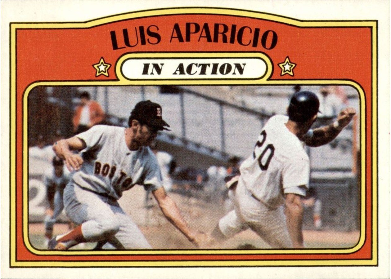 1972 Topps #314 Luis Aparicio In Action, Boston Red Sox