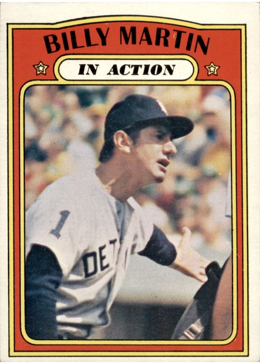 1972 Topps #34 Billy Martin In Action, Detroit Tigers