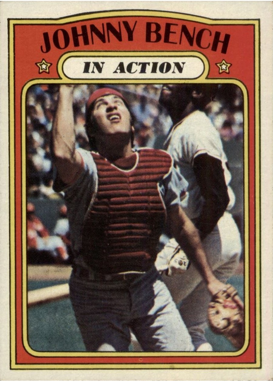 1972 Topps #434 Johnny Bench In Action, Cincinnati Reds