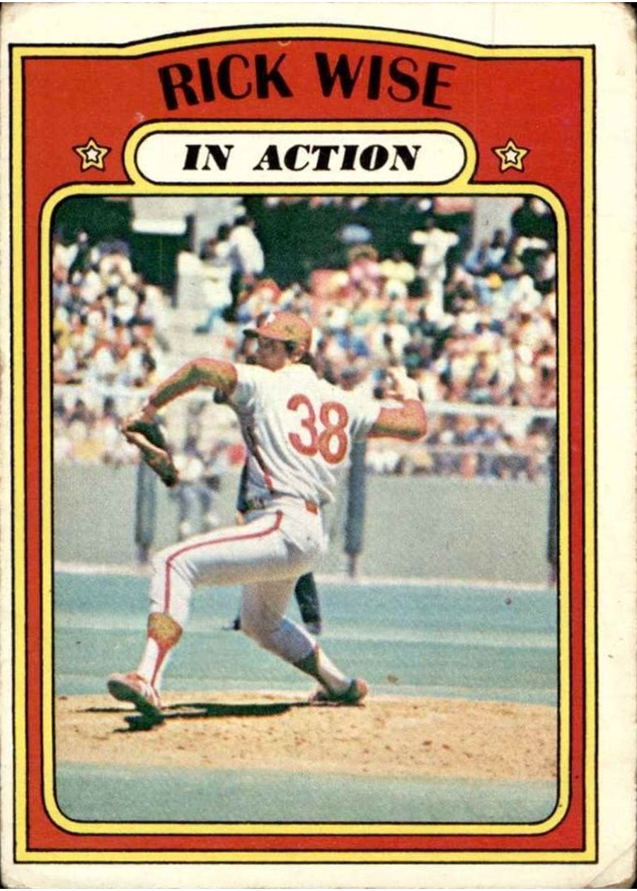 1972 Topps #44 Rick Wise In Action, Philadelphia Phillies