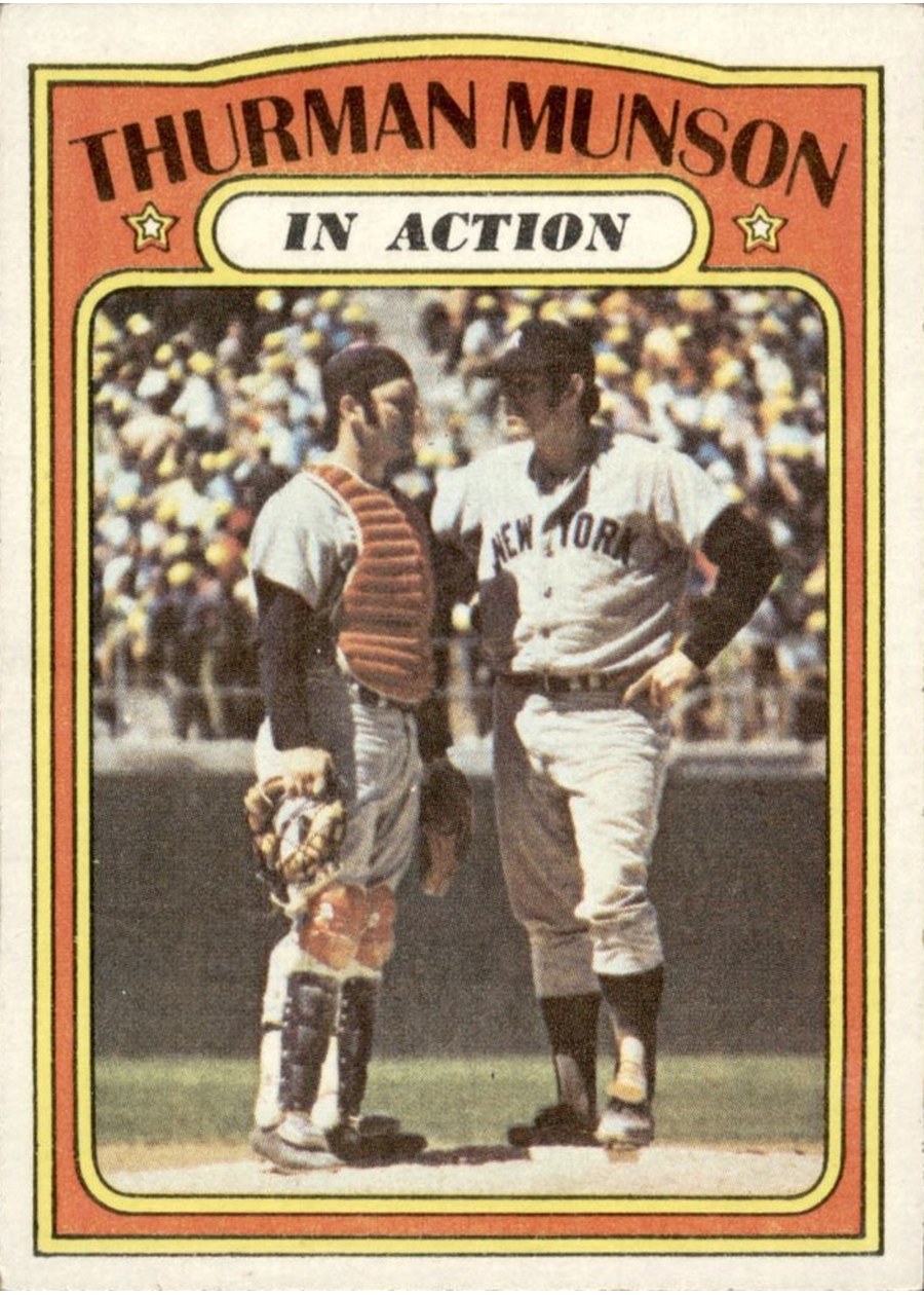 1972 Topps #442 Thurman Munson In Action, New York Yankees