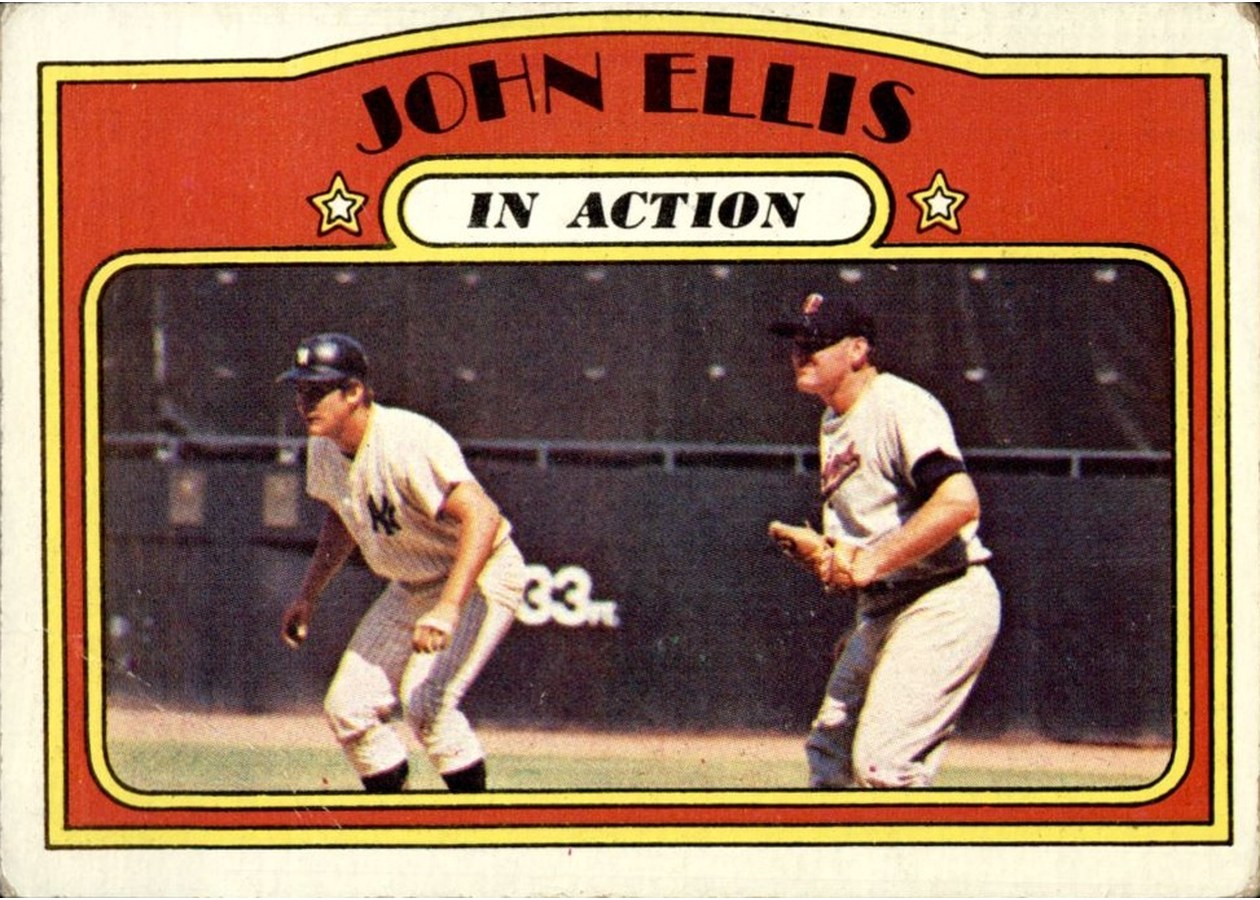1972 Topps #48 John Ellis In Action, New York Yankees