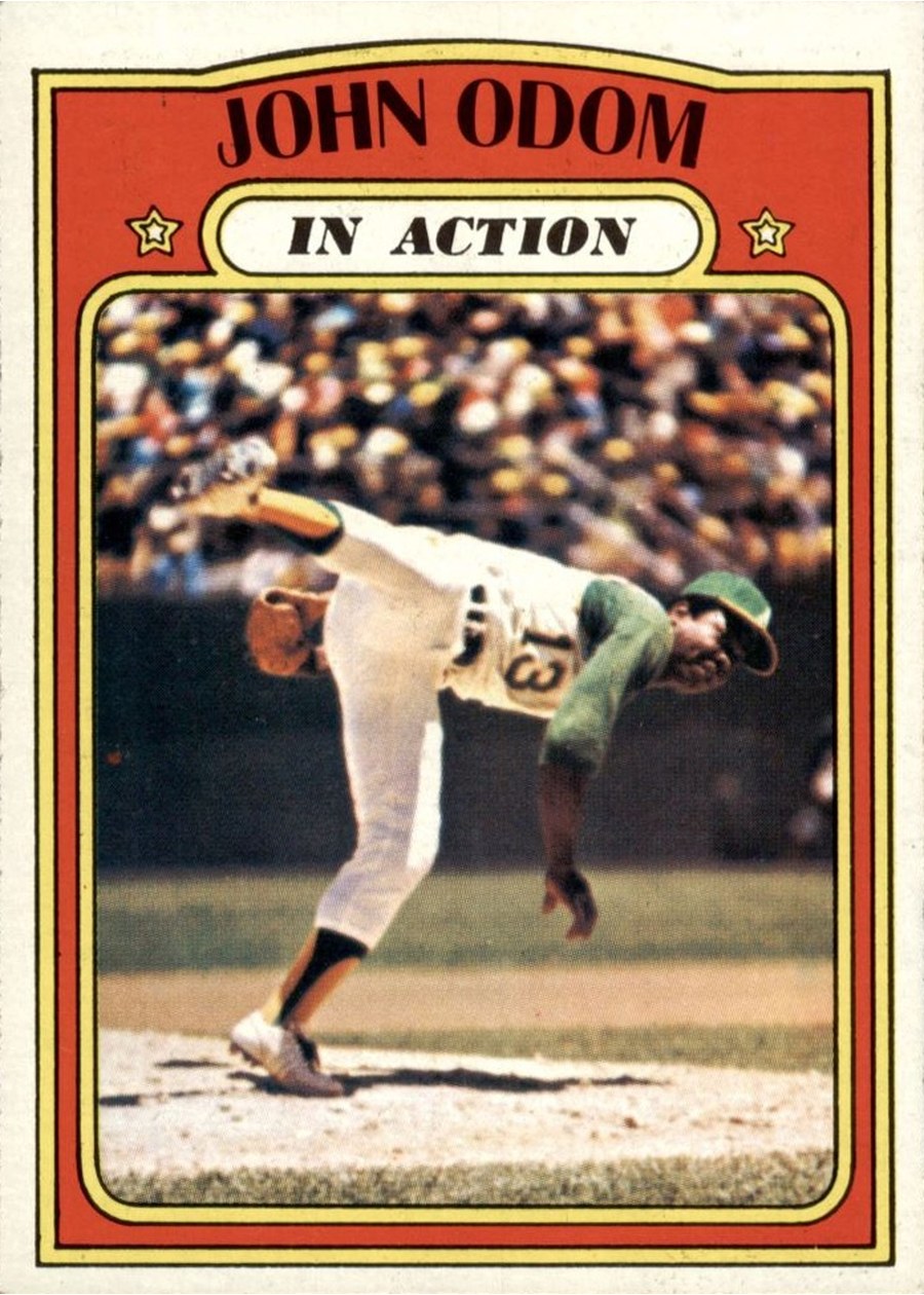 1972 Topps #558 John Odom In Action, Oakland Athletics