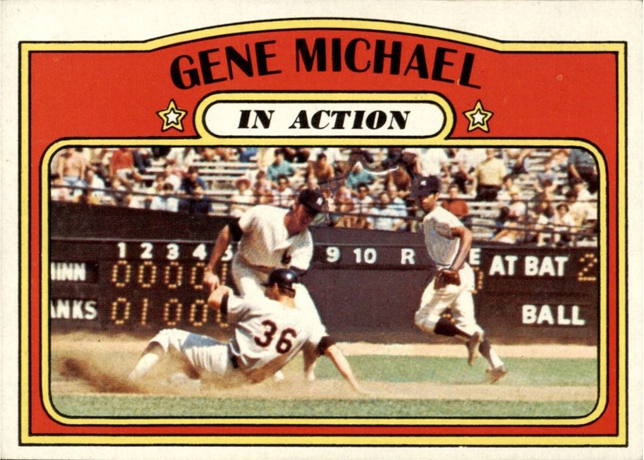 1972 Topps #714 Gene Michael In Action, New York Yankees