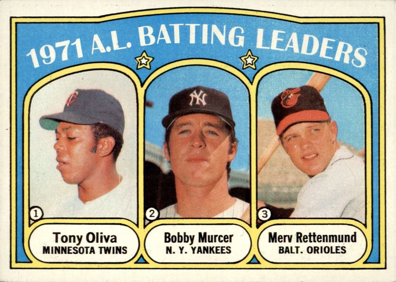 1972 Topps #86 1971 A.L. Batting Leaders, Minnesota Twins / New York Yankees / Baltimore Orioles