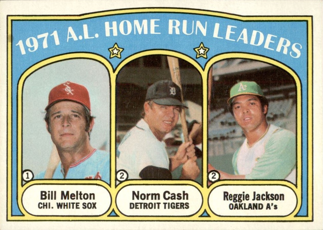 1972 Topps #90 1971 A.L. Home Run Leaders, Chicago White Sox / Detroit Tigers / Oakland Athletics