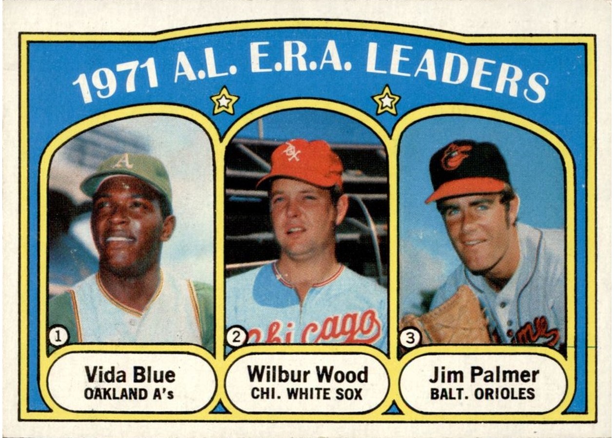 1972 Topps #92 1971 A.L. E.R.A. Leaders, Oakland Athletics / Chicago White Sox / Baltimore Orioles