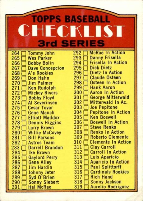 1972 Topps #251 Checklist 3rd Series - 251b - Large Print On Front