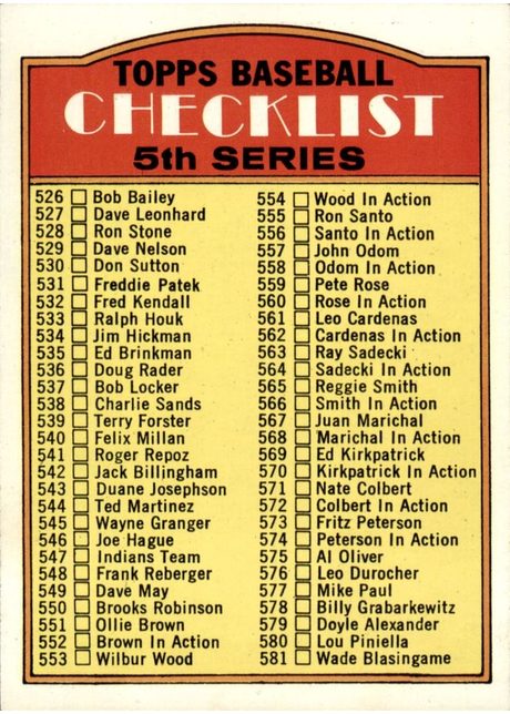 1972 Topps #478 Checklist 5th Series - 478b - Large Print On Front