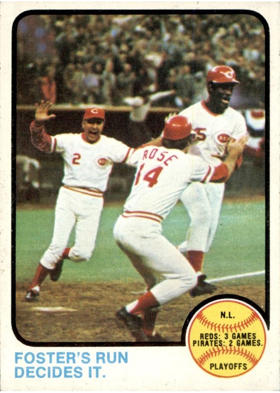 1973 Topps #202 N.L. Playoffs: Foster's Run Decides It, Cincinnati Reds