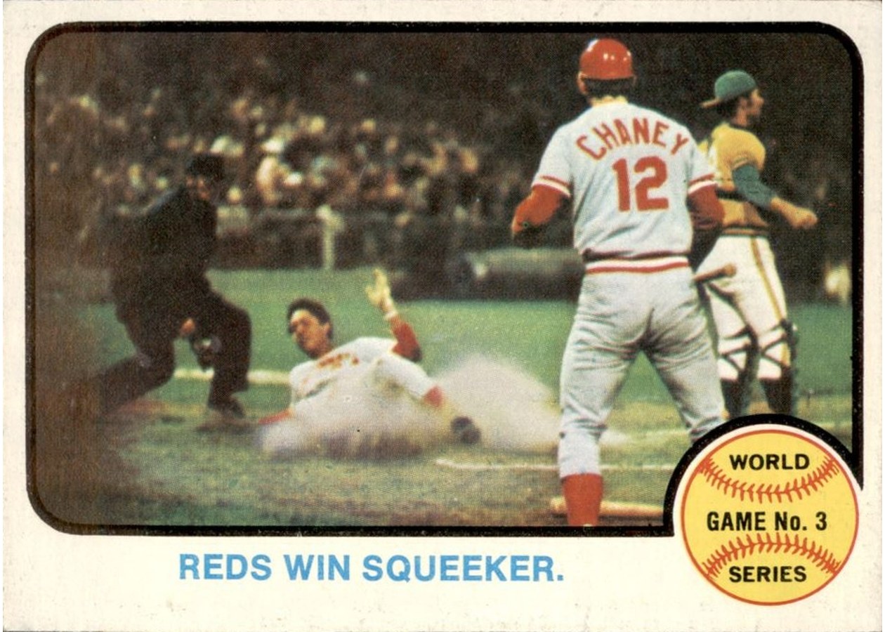 1973 Topps #205 World Series Game No. 3: Reds Win Squeaker, Cincinnati Reds