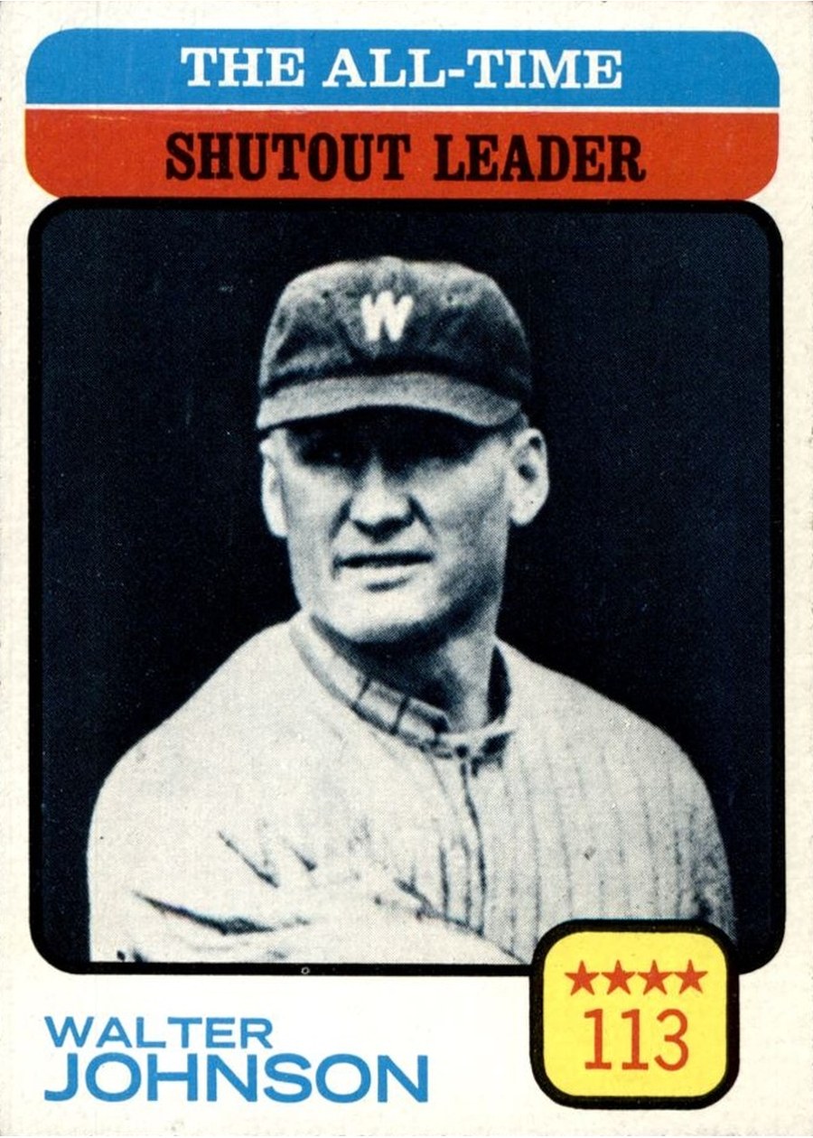 1973 Topps #476 The All-Time Shutout Leader - Walter Johnson, Washington Senators