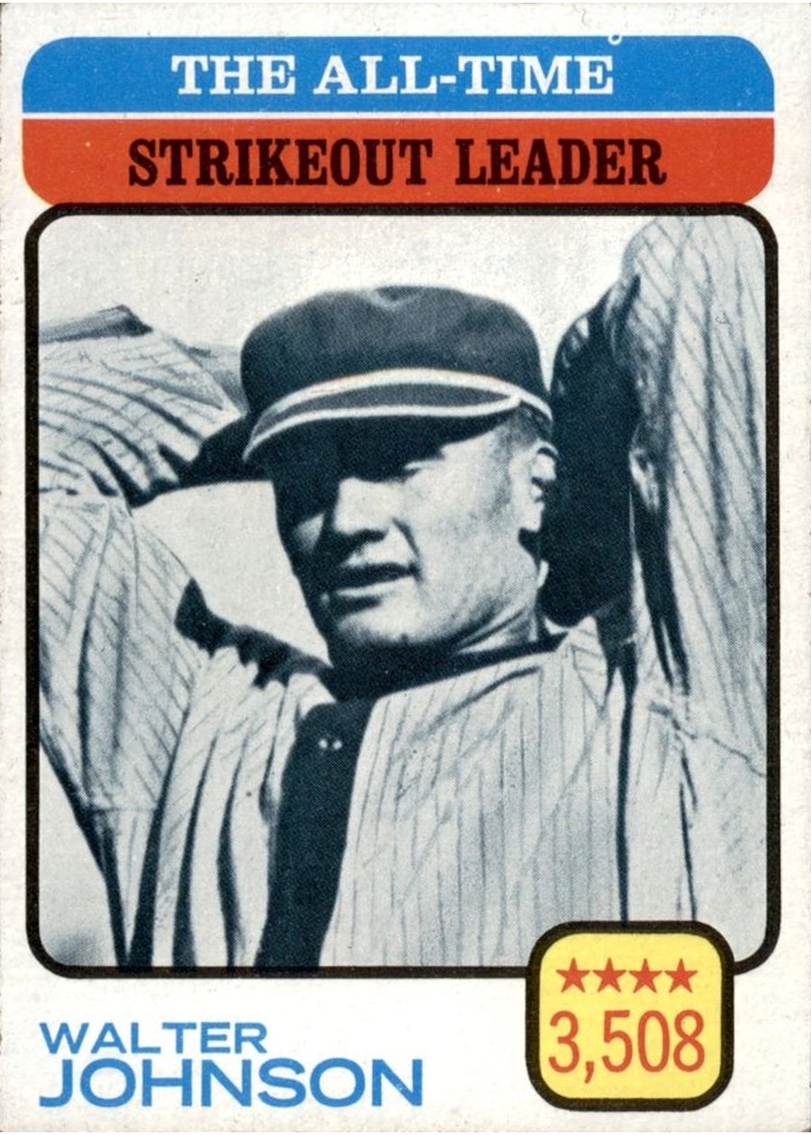 1973 Topps #478 The All-Time Strikeout Leader - Walter Johnson, Washington Senators