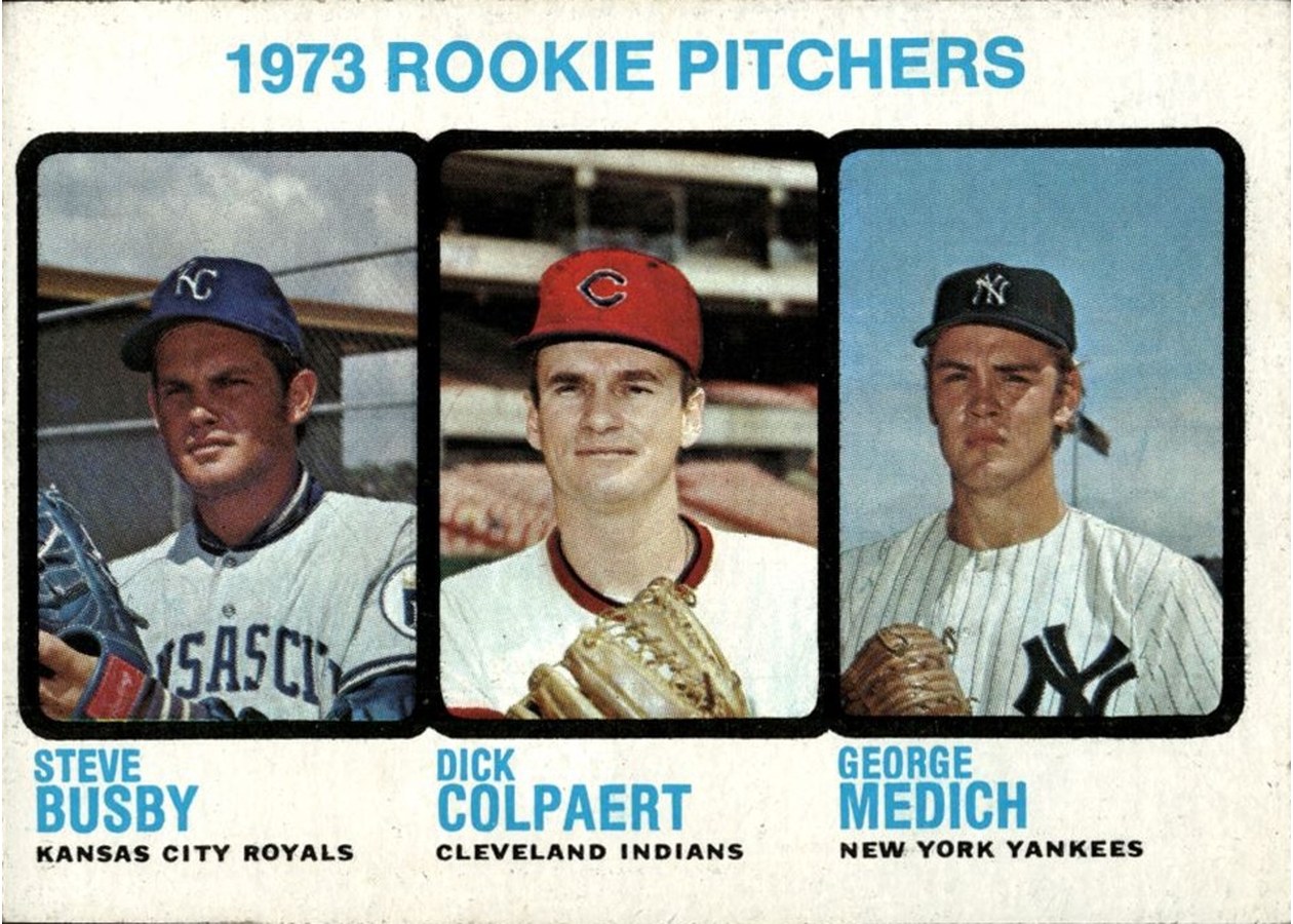 1973 Topps #608 1973 Rookie Pitchers, Kansas City Royals / Cleveland Indians / New York Yankees