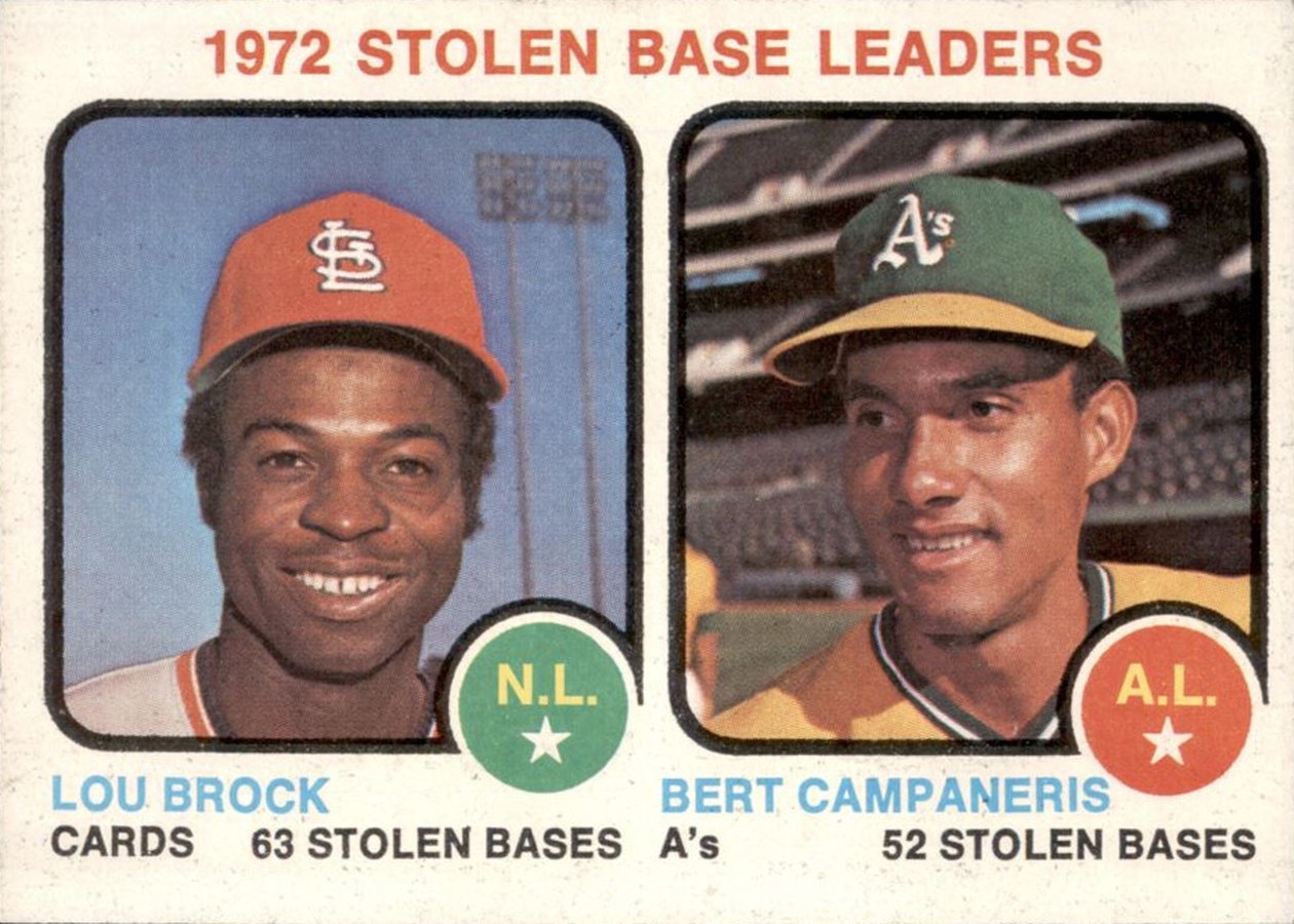 1973 Topps #64 1972 Stolen Base Leaders, St. Louis Cardinals / Oakland Athletics