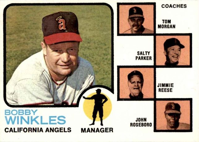 1973 Topps #421 Angels Field Leaders - 421a - Orange Background