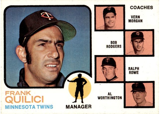 1973 Topps #49 Twins Field Leaders - 49a - Solid Orange Background (No Trees)