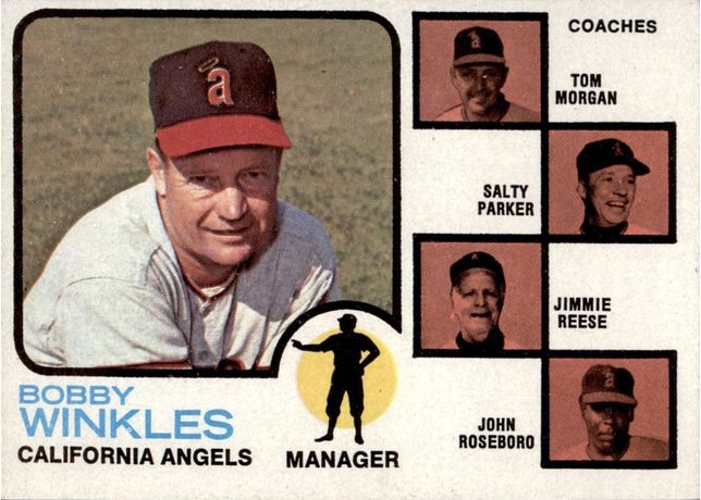 1973 Topps #421 Angels Field Leaders - 421b - Pale Brown Background