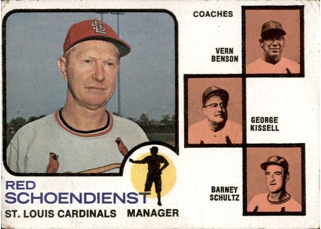 1973 Topps #497 Cardinals Field Leaders - 497b - Pale Brown Background