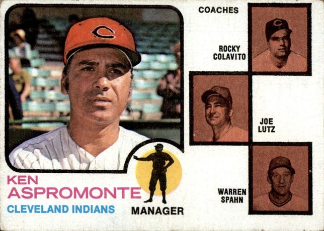 1973 Topps #449 Indians Field Leaders - 449b - Round Ear