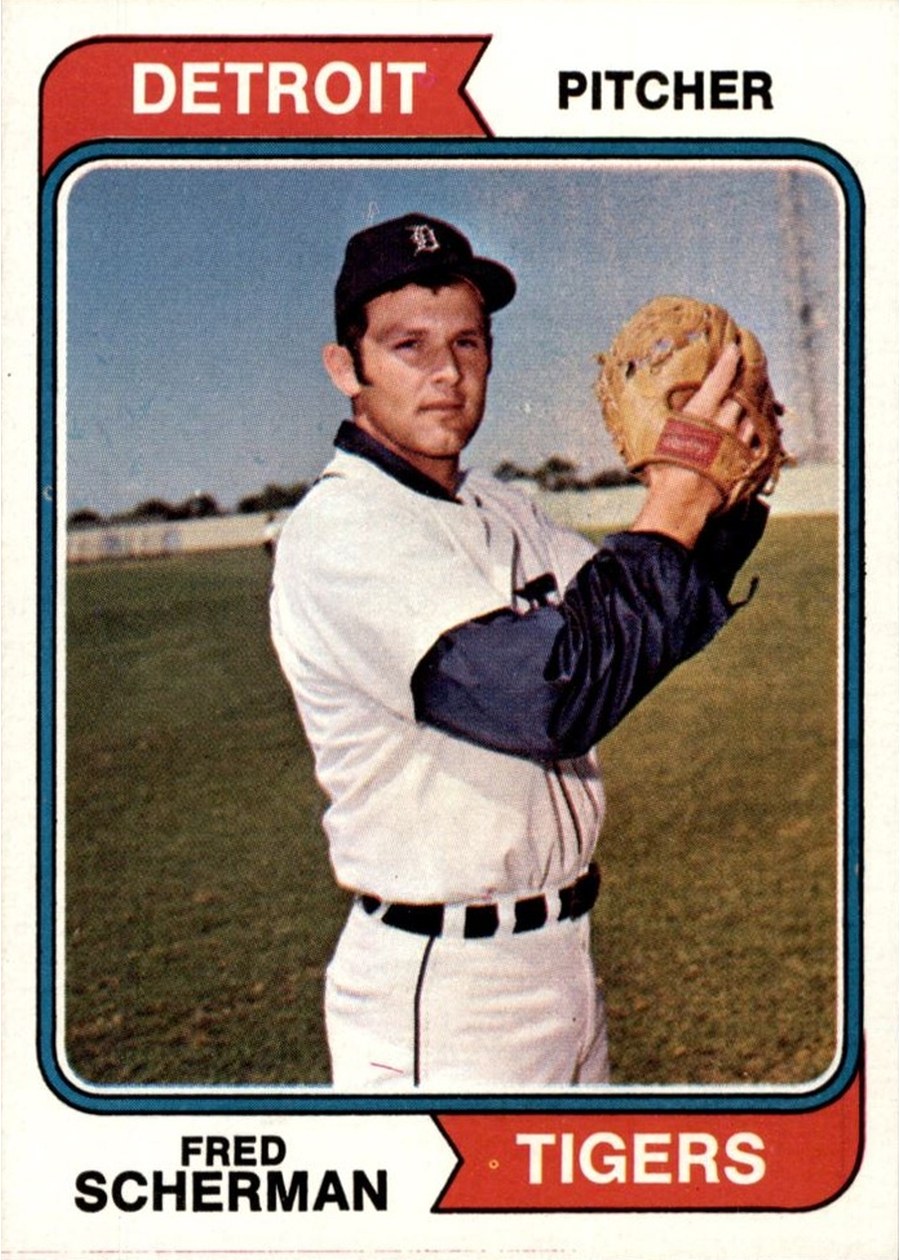 1974 Topps #186 Fred Scherman, Detroit Tigers