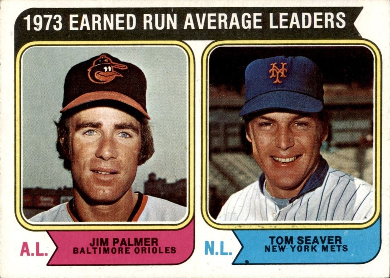 1974 Topps #206 1973 Earned Run Average Leaders, Baltimore Orioles / New York Mets