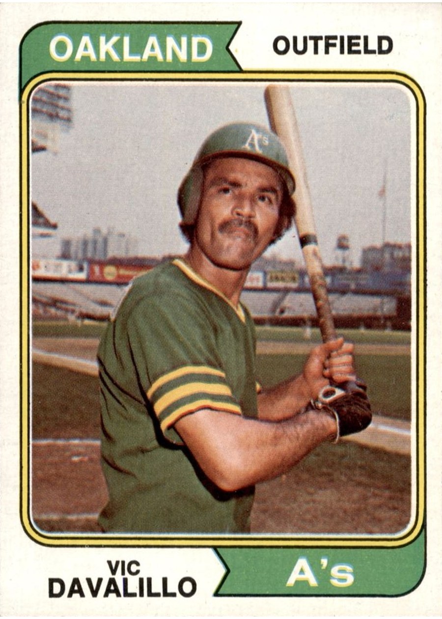 1974 Topps #444 Vic Davalillo, Oakland Athletics