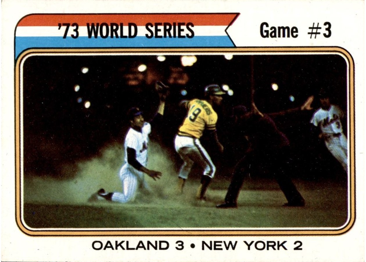 1974 Topps #474 '73 World Series Game #3, Oakland Athletics / New York Mets