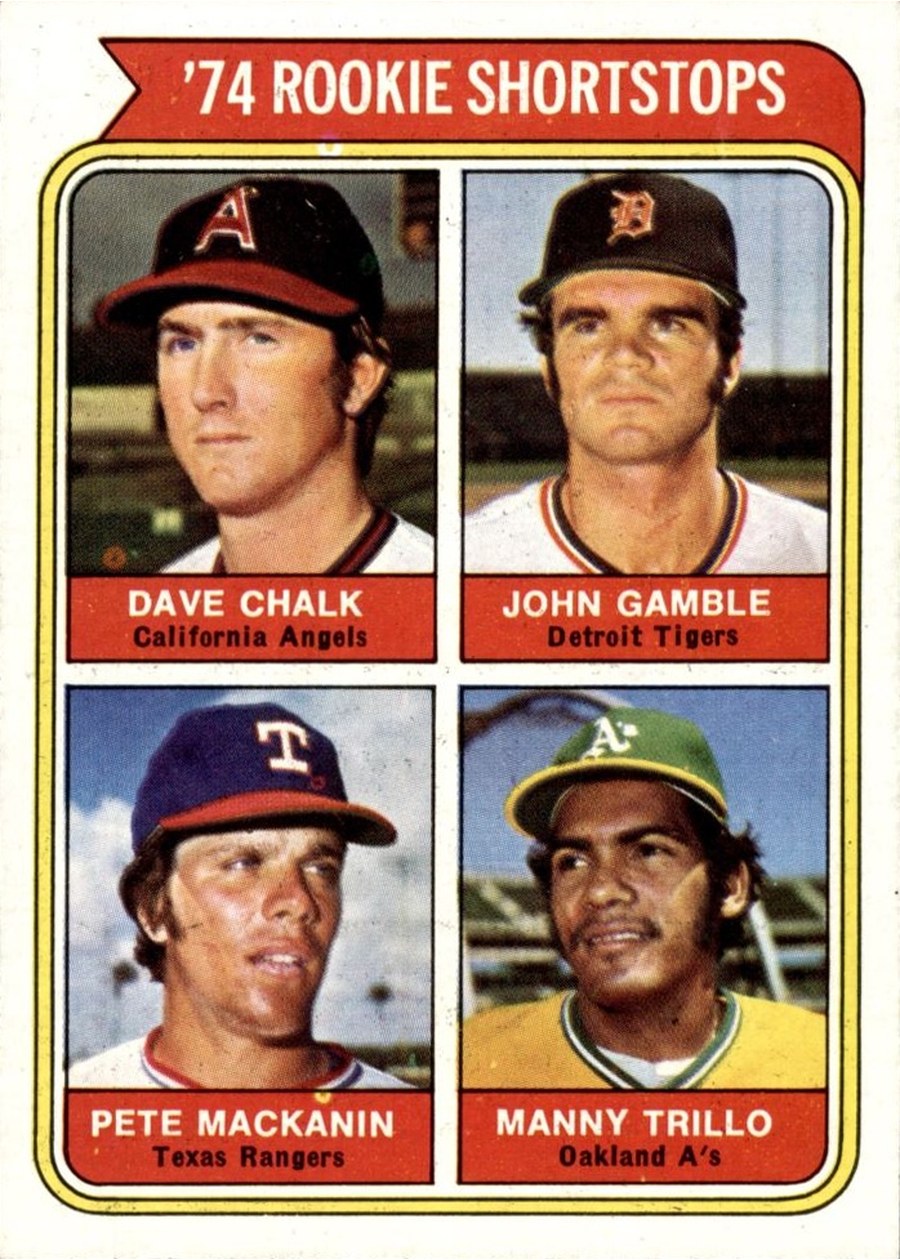 1974 Topps #597 1974 Rookie Shortstops, California Angels / Detroit Tigers / Texas Rangers / Oakland Athletics