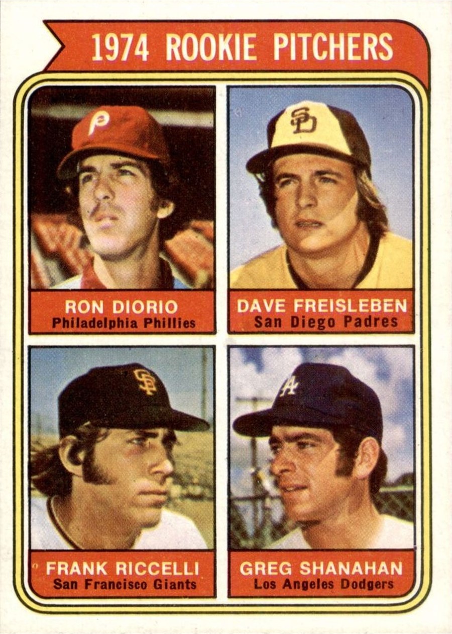1974 Topps #599 1974 Rookie Pitchers, Philadelphia Phillies / San Diego Padres / San Francisco Giants / Los Angeles Dodgers