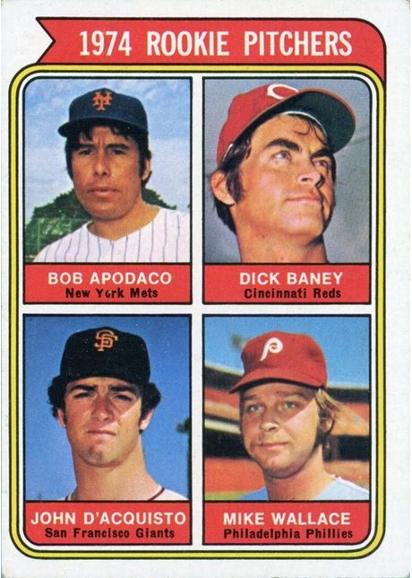 1974 Topps #608 1974 Rookie Pitchers - 608b - Apodaco (Misspelled)