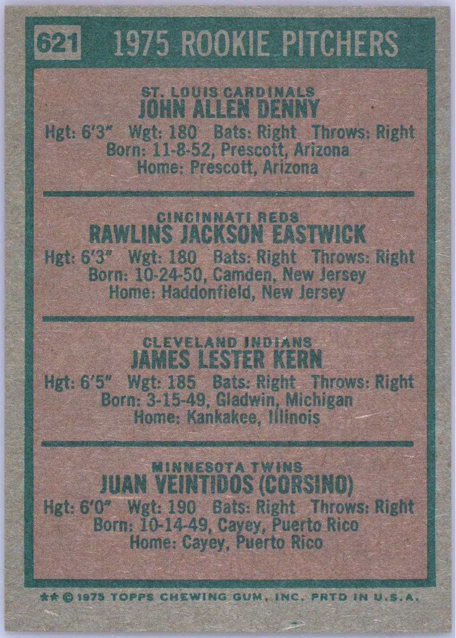 1975 Topps #621 1975 Rookie Pitchers card back