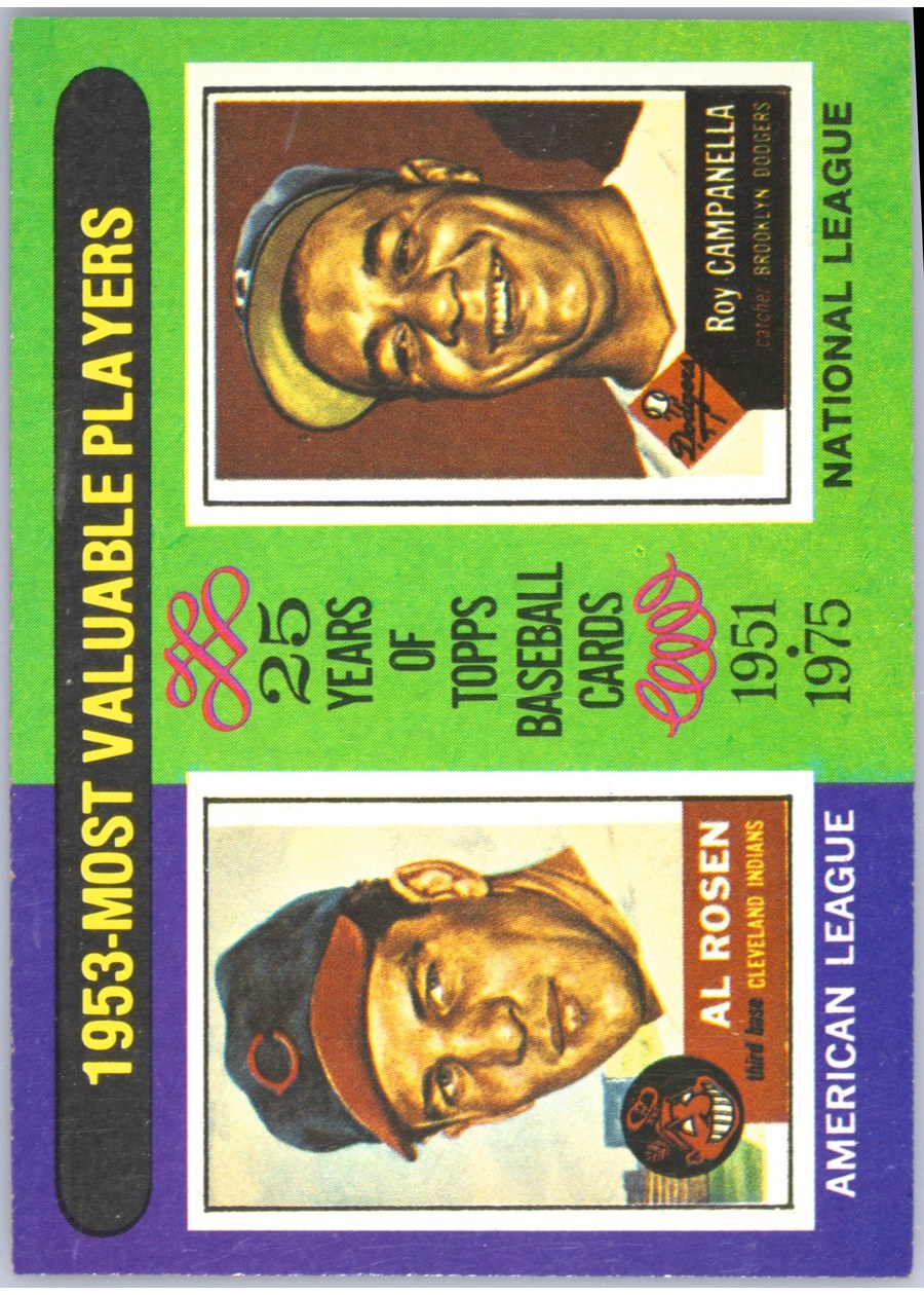 1975 Topps #191 1953 MVPs, Cleveland Indians