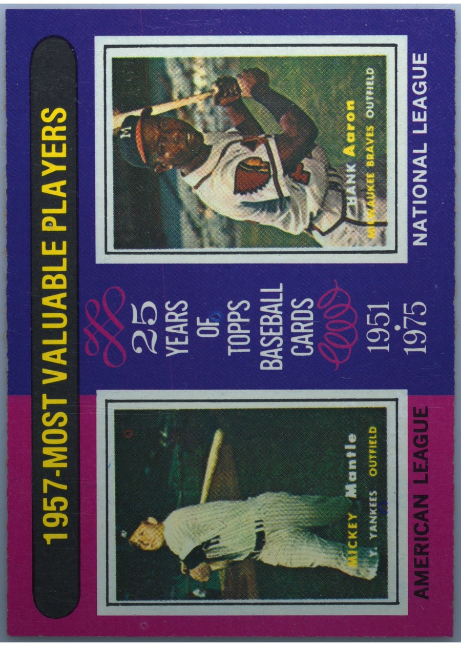 1975 Topps #195 1957 MVPs, New York Yankees