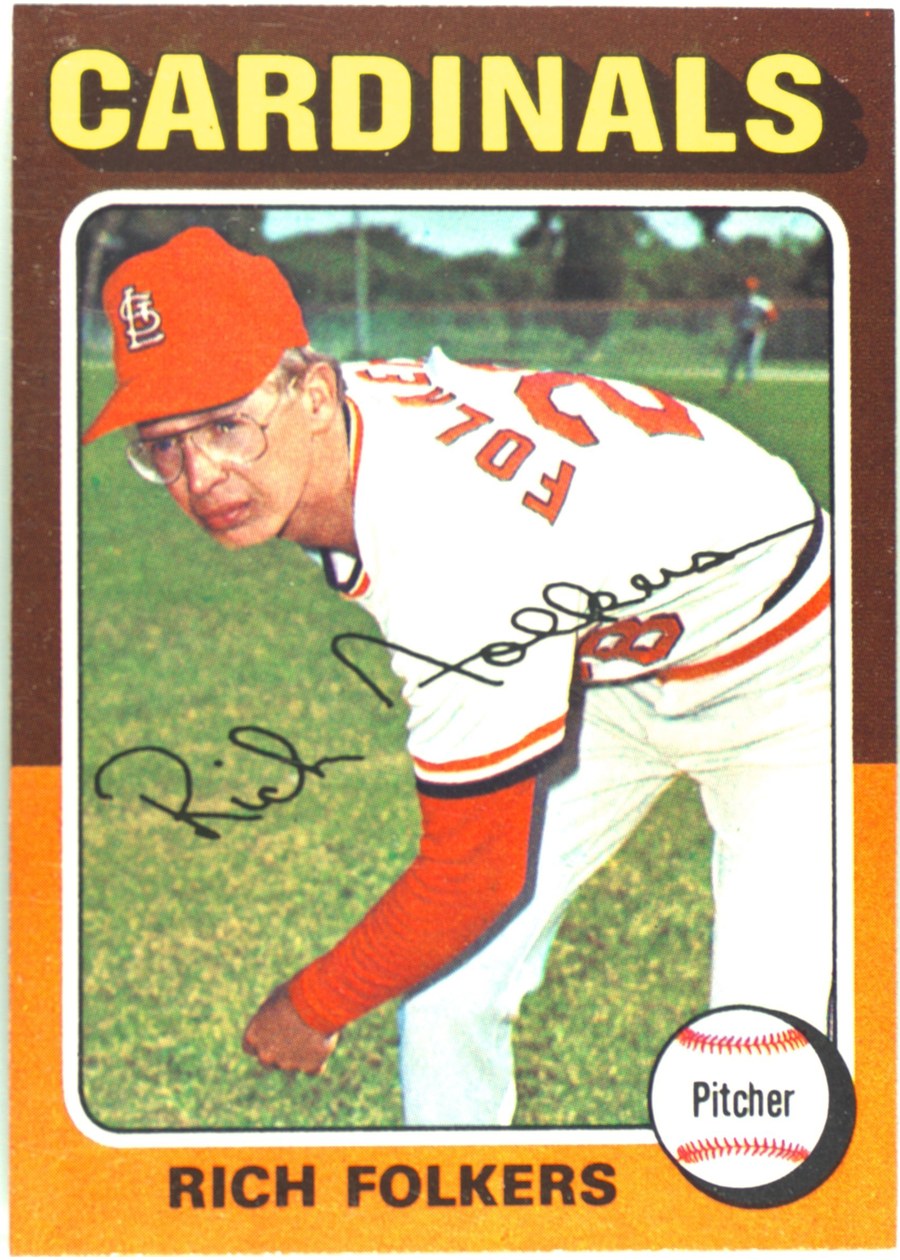 1975 Topps #98 Rich Folkers, St. Louis Cardinals
