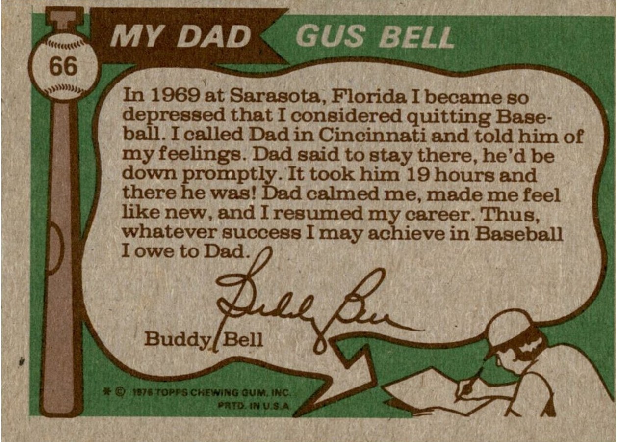 1976 Topps #66 Father & Son - Big Leaguers card back