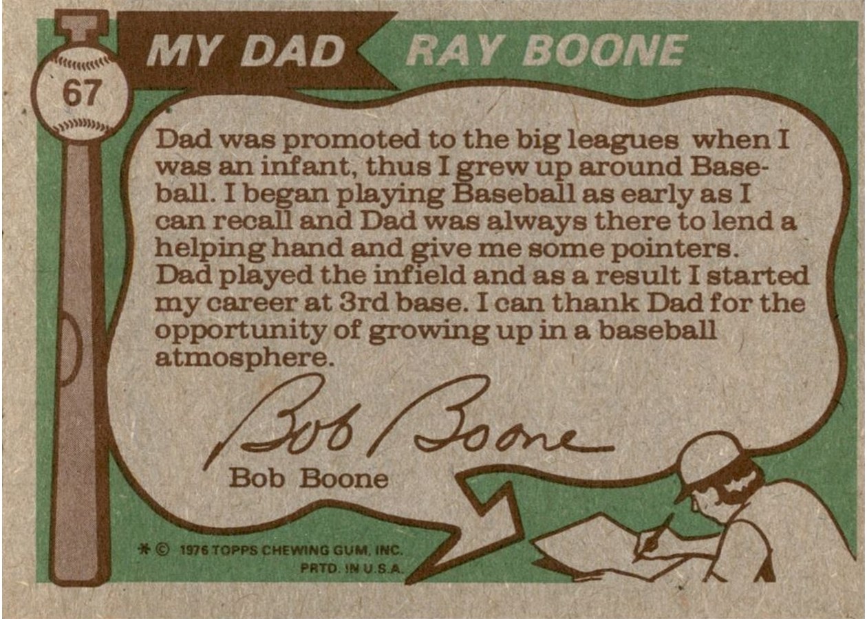 1976 Topps #67 Father & Son - Big Leaguers card back