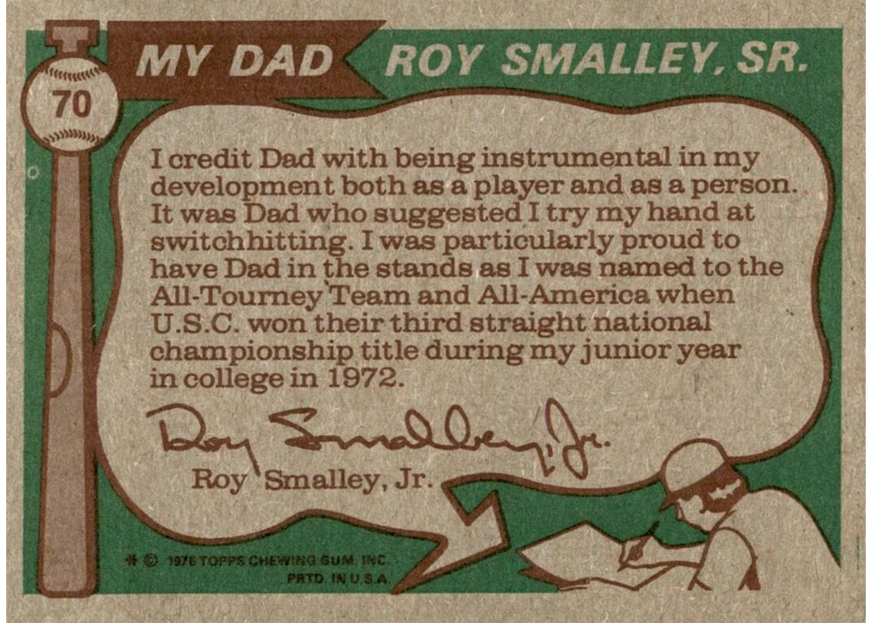 1976 Topps #70 Father & Son - Big Leaguers card back