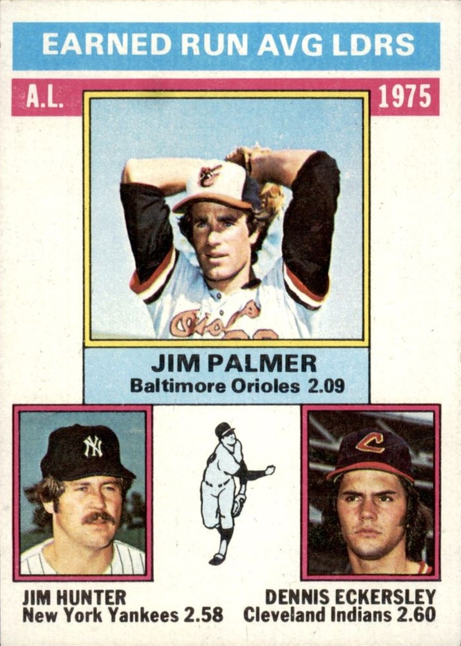 1976 Topps #202 1975 AL ERA Leaders, Baltimore Orioles / New York Yankees / Cleveland Indians