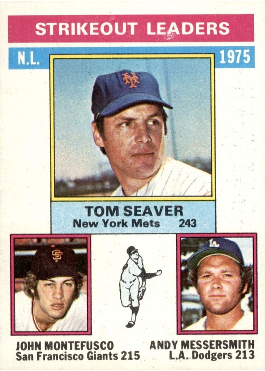 1976 Topps #203 1975 NL Strikeout Leaders, New York Mets / San Francisco Giants / Los Angeles Dodgers